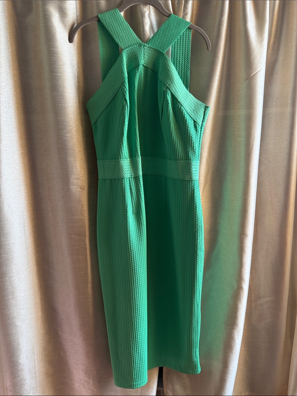 New York & Company Emerald Green Textured Midi Dress